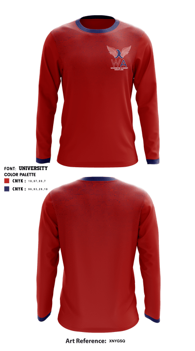 Washington Academy Wrestling 3063553 Long Sleeve Rash Guard Shirt - 1