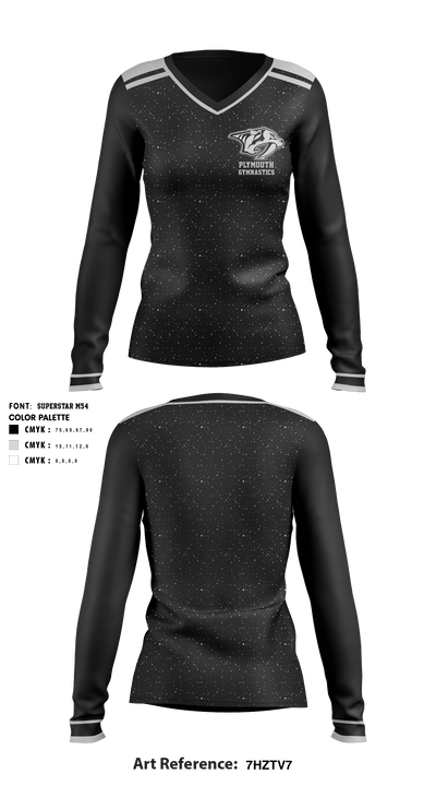 Plymouth Gymnastics 52029102 Women's Long Sleeve V-neck Shirt - 1