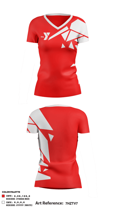 Youth Sports Henderson Family YMCA 9598694 Women's Short Sleeve V-neck Shirt - 4