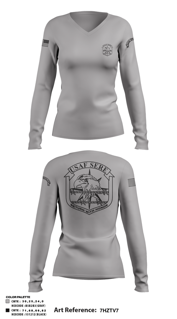 Women's Long Sleeve Vneck Shirt, , Air Force, Teamtime, Team time, sublimation, custom sports apparel, team uniforms, spirit wear, spiritwear, sports uniforms, custom shirts, team store, custom team store, fundraiser sports, apparel fundraiser