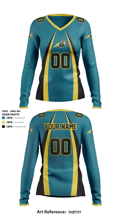 NE Thunder Football 21044517 Women's Long Sleeve V-neck Shirt - 2