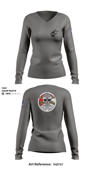 HHT, 5-1 CAV 78942077 Women's Long Sleeve V-neck Shirt - 3