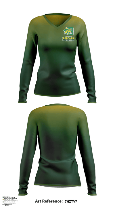 Bobcat Tennis 31904362 Women's Long Sleeve V-neck Shirt - 2