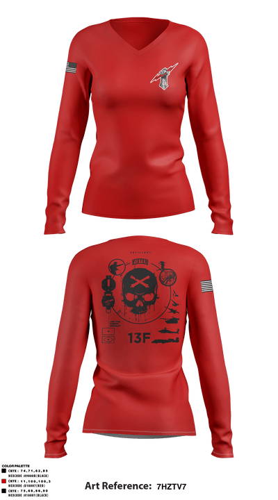3-7 FA 58197923 Women's Long Sleeve V-neck Shirt - 2
