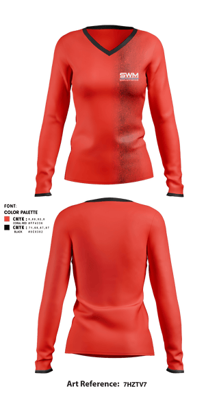 Women's Long Sleeve Vneck Shirt, Swm, Ice Hockey, Teamtime, Team time, sublimation, custom sports apparel, team uniforms, spirit wear, spiritwear, sports uniforms, custom shirts, team store, custom team store, fundraiser sports, apparel fundraiser