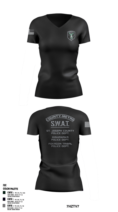 St. Joseph County SWAT 30759659 Women's Short Sleeve V-neck Shirt - 1