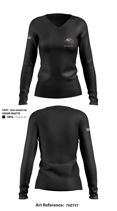 3rd PLT Apache Troop 19116585 Women's Long Sleeve V-neck Shirt - 1