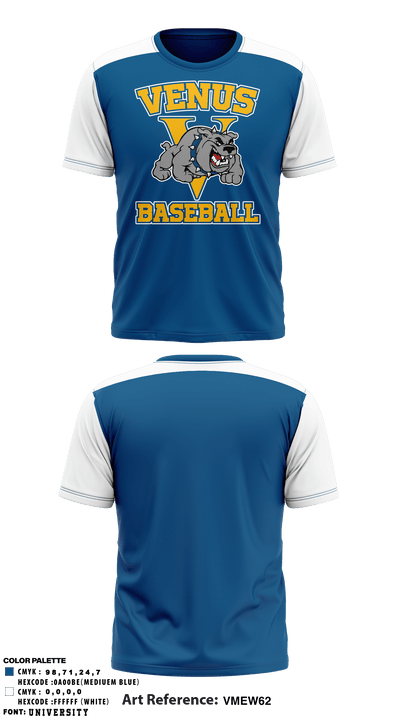 Venus High School Baseball 56706364 Short Sleeve Performance Shirt - 1