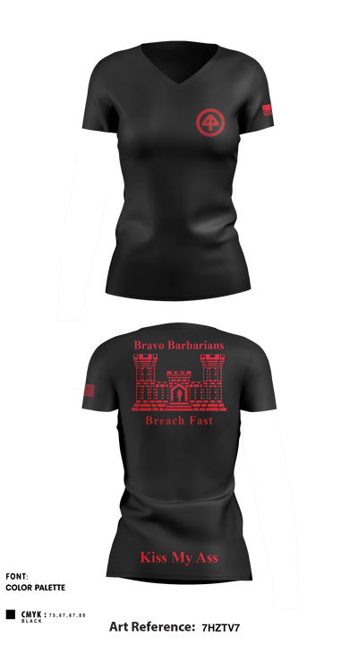 B 104th 82799853 Women's Short Sleeve V-neck Shirt - 8