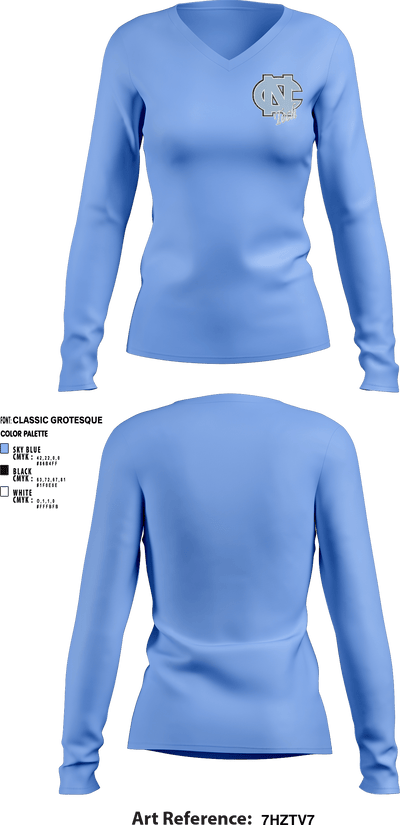 Sharks 26226152 Women's Long Sleeve V-neck Shirt - 1