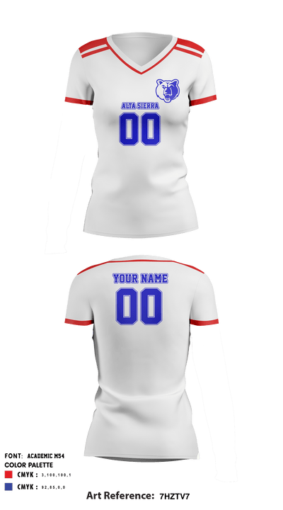 Alta Sierra Intermediate School Volleyball 73352215 Women's Short Sleeve V-neck Shirt - 3
