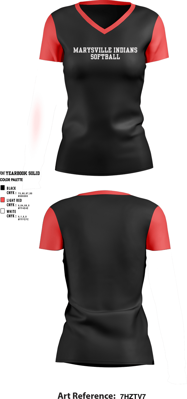 Women's Short Sleeve Vneck Shirt, Marysville indians, Softball, Teamtime, Team time, sublimation, custom sports apparel, team uniforms, spirit wear, spiritwear, sports uniforms, custom shirts, team store, custom team store, fundraiser sports, apparel fundraiser