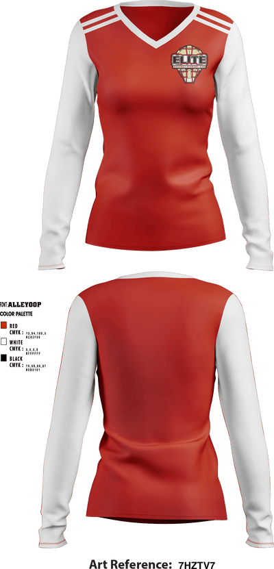 ELITE BASEBALL ACADEMY 94938538 Women's Long Sleeve V-neck Shirt - 1