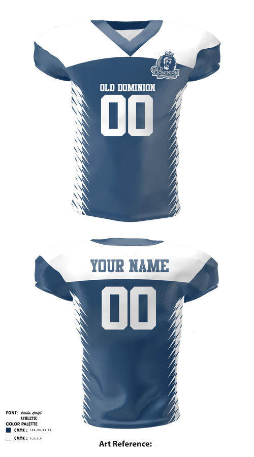 Football Jersey, Old Dominion Monarchs Football, Football, Teamtime, Team time, sublimation, custom sports apparel, team uniforms, spirit wear, spiritwear, sports uniforms, custom shirts, team store, custom team store, fundraiser sports, apparel fundraiser