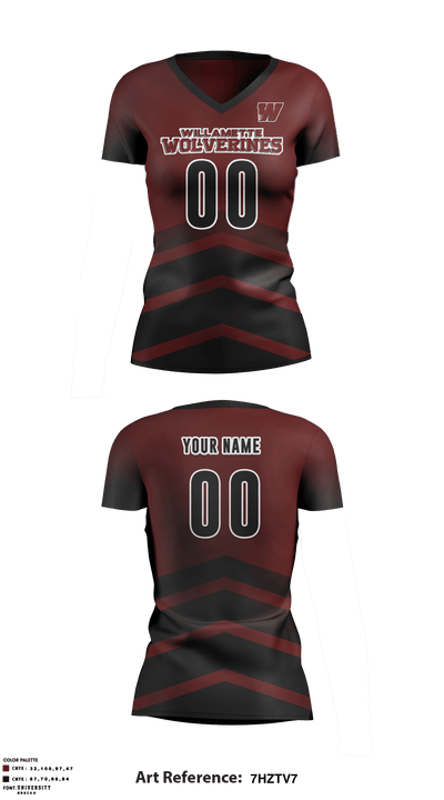 Willamette Wolverines 47508397 Women's Short Sleeve V-neck Shirt - 1