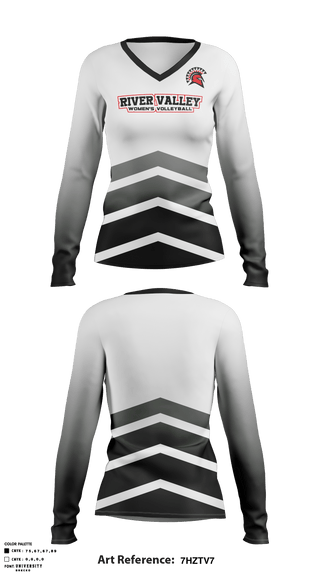 Women's Long Sleeve Vneck Shirt, River Valley Middle School Volleyball, Women's Volleyball, Teamtime, Team time, sublimation, custom sports apparel, team uniforms, spirit wear, spiritwear, sports uniforms, custom shirts, team store, custom team store, fundraiser sports, apparel fundraiser
