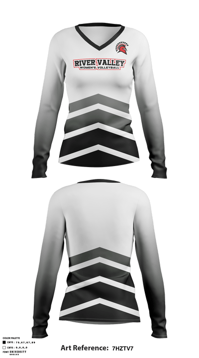 River Valley Middle School Volleyball 14447078 Women's Long Sleeve V-neck Shirt - 2