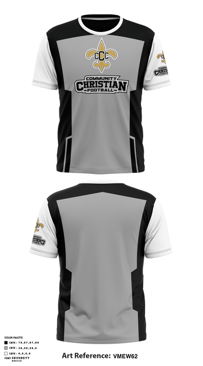 Community Christian College Football 1126993 Short Sleeve Performance Shirt - 2