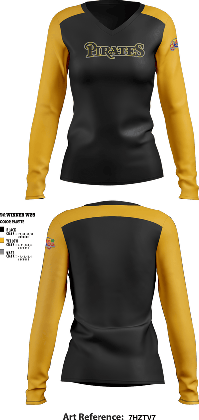 Los Angeles Pirates 74312267 Women's Long Sleeve V-neck Shirt - 1