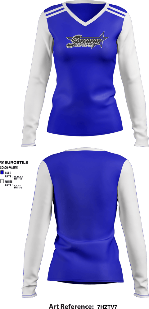 Women's Long Sleeve Vneck Shirt, Sorcerer Fastpitch Softball, Softball, Teamtime, Team time, sublimation, custom sports apparel, team uniforms, spirit wear, spiritwear, sports uniforms, custom shirts, team store, custom team store, fundraiser sports, apparel fundraiser