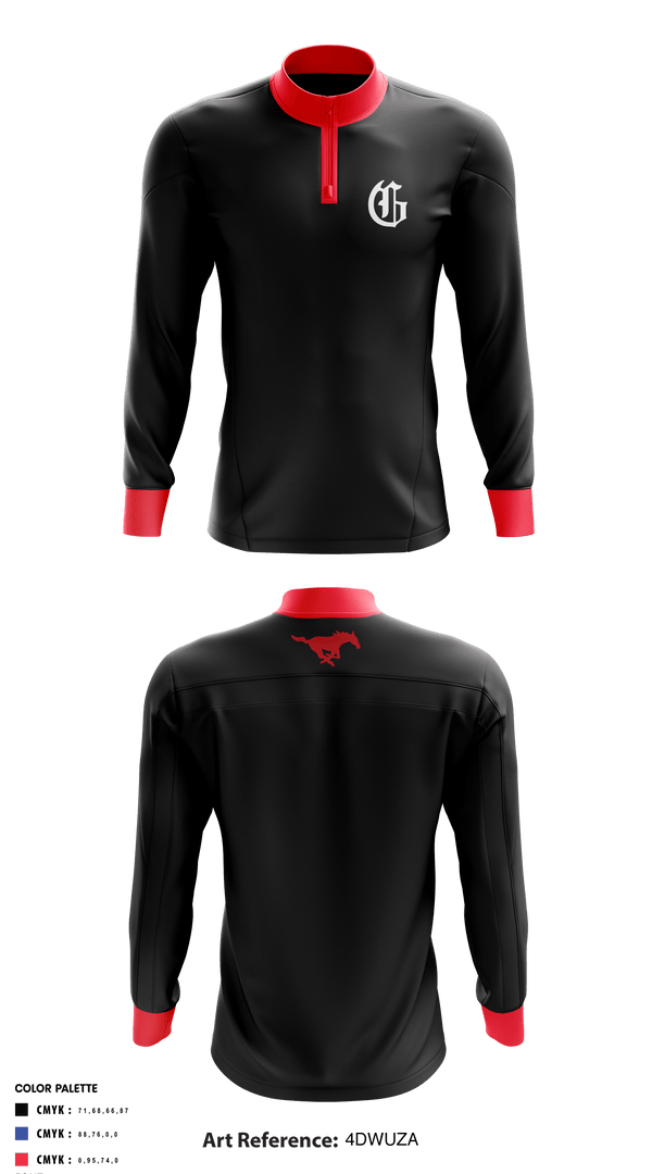 Quarter Zip Jacket, Grapevine Mustangs - 11U, Baseball, Teamtime, Team time, sublimation, custom sports apparel, team uniforms, spirit wear, spiritwear, sports uniforms, custom shirts, team store, custom team store, fundraiser sports, apparel fundraiser