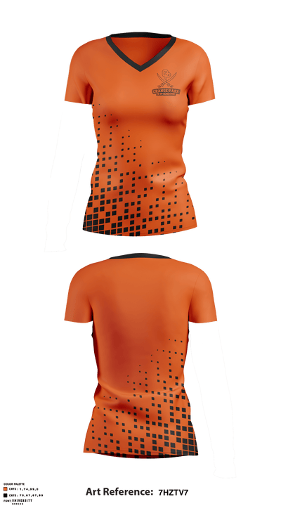 Orange Park High School Swimming 56193581 Women's Short Sleeve V-neck Shirt - 1