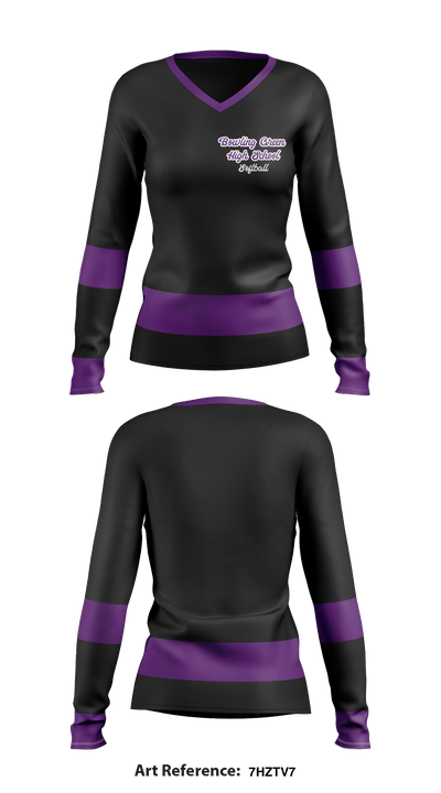 Bowling Green School High School softball 98090718 Women's Long Sleeve V-neck Shirt - 1