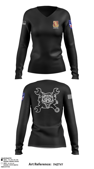 B Co., 25th BSB, 1st BDE, 11th ADV 49846330 Women's Long Sleeve V-neck Shirt - 6