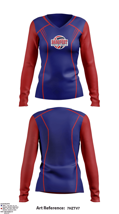 Barefoot Volleyball Club 10143317 Women's Long Sleeve V-neck Shirt - 1