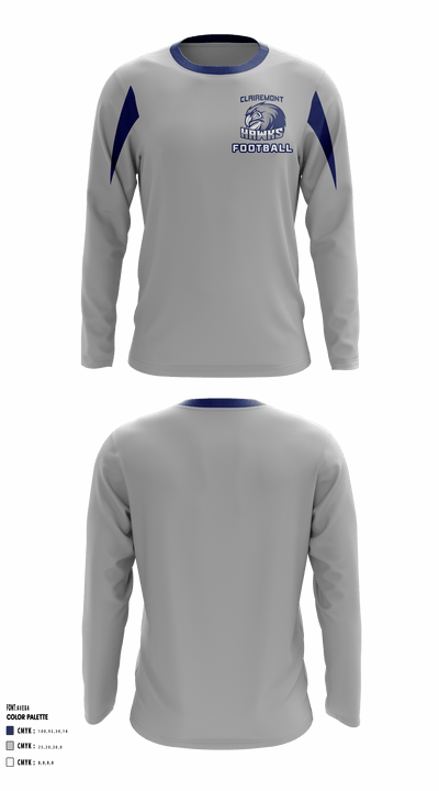 Clairemont Hawks Youth Football & Cheer 16851027 Long Sleeve Shooting Shirt - 1