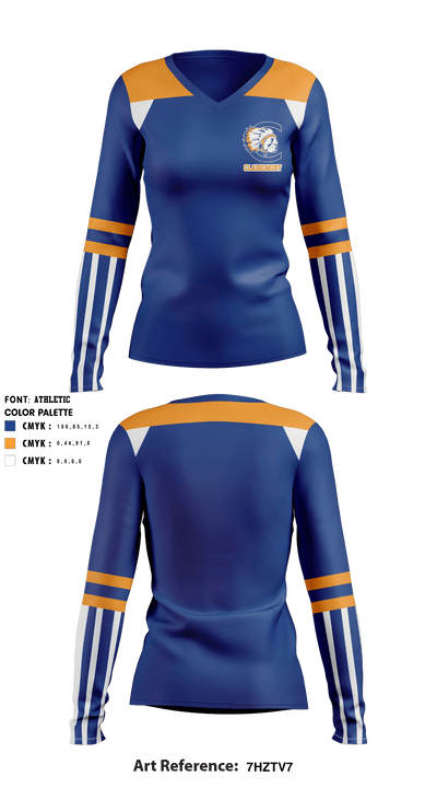 Clairemont High School Field Hockey 33001144 Women's Long Sleeve V-neck Shirt - 1
