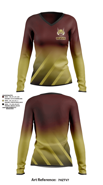 Ninety Six Lady Wildcats 41662288 Women's Long Sleeve V-neck Shirt - 1