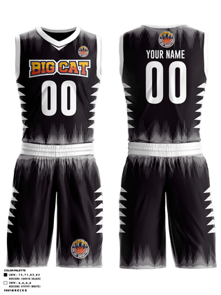 Basketball Uniform, Big Cat Basketball, Men's Basketball, Teamtime, Team time, sublimation, custom sports apparel, team uniforms, spirit wear, spiritwear, sports uniforms, custom shirts, team store, custom team store, fundraiser sports, apparel fundraiser