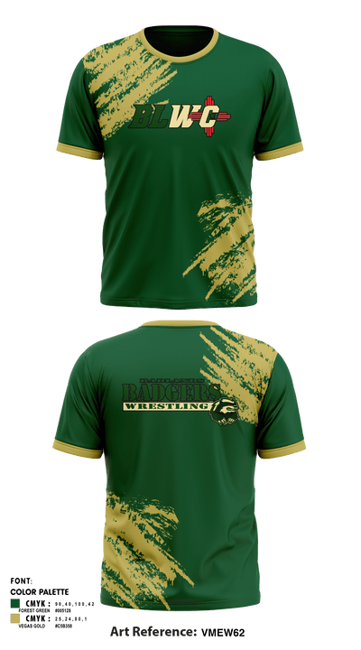 Badlands Badgers Wrestling Club 25990091 Short Sleeve Rash Guard Shirt - 1