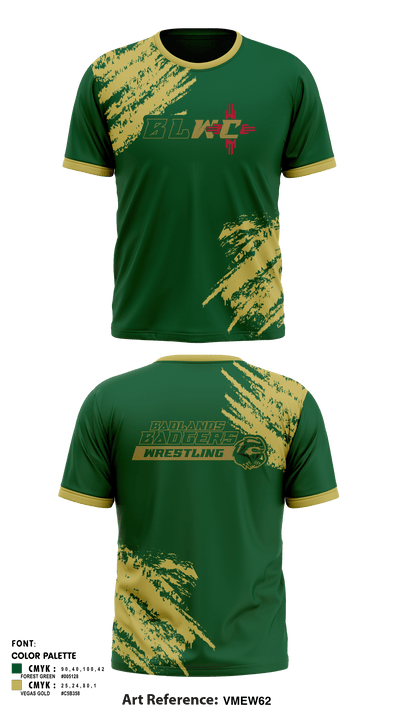 Badlands Badgers Wrestling Club 53583810 Short Sleeve Rash Guard Shirt - 3