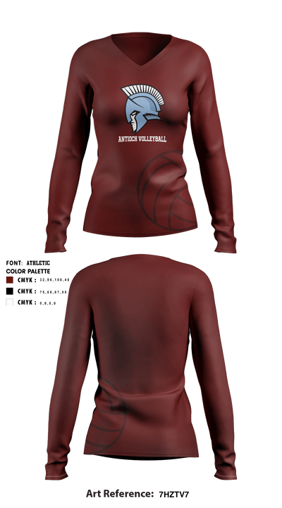 Antioch Middle School Volleyball 9817929 Women's Long Sleeve V-neck Shirt - 5