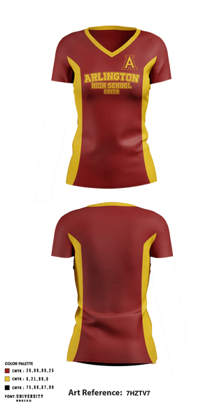 Women's Short Sleeve Vneck Shirt, Arlington High School Cheer, School Spirit Store, Teamtime, Team time, sublimation, custom sports apparel, team uniforms, spirit wear, spiritwear, sports uniforms, custom shirts, team store, custom team store, fundraiser sports, apparel fundraiser