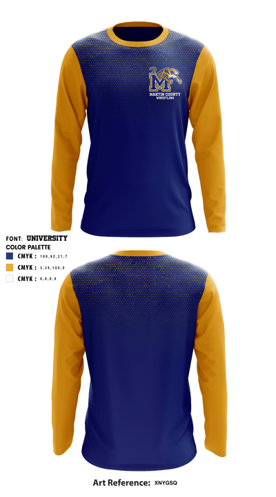 Martin County High School Wrestling 40535118 Long Sleeve Rash Guard Shirt - 2
