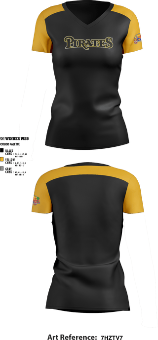 Women's Short Sleeve Vneck Shirt, Los Angeles Pirates, Baseball, Teamtime, Team time, sublimation, custom sports apparel, team uniforms, spirit wear, spiritwear, sports uniforms, custom shirts, team store, custom team store, fundraiser sports, apparel fundraiser