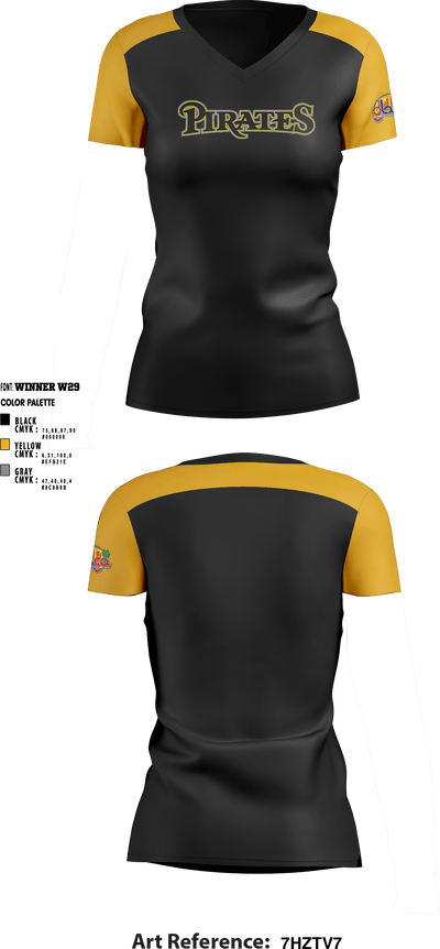 Los Angeles Pirates 74312267 Women's Short Sleeve V-neck Shirt - 1