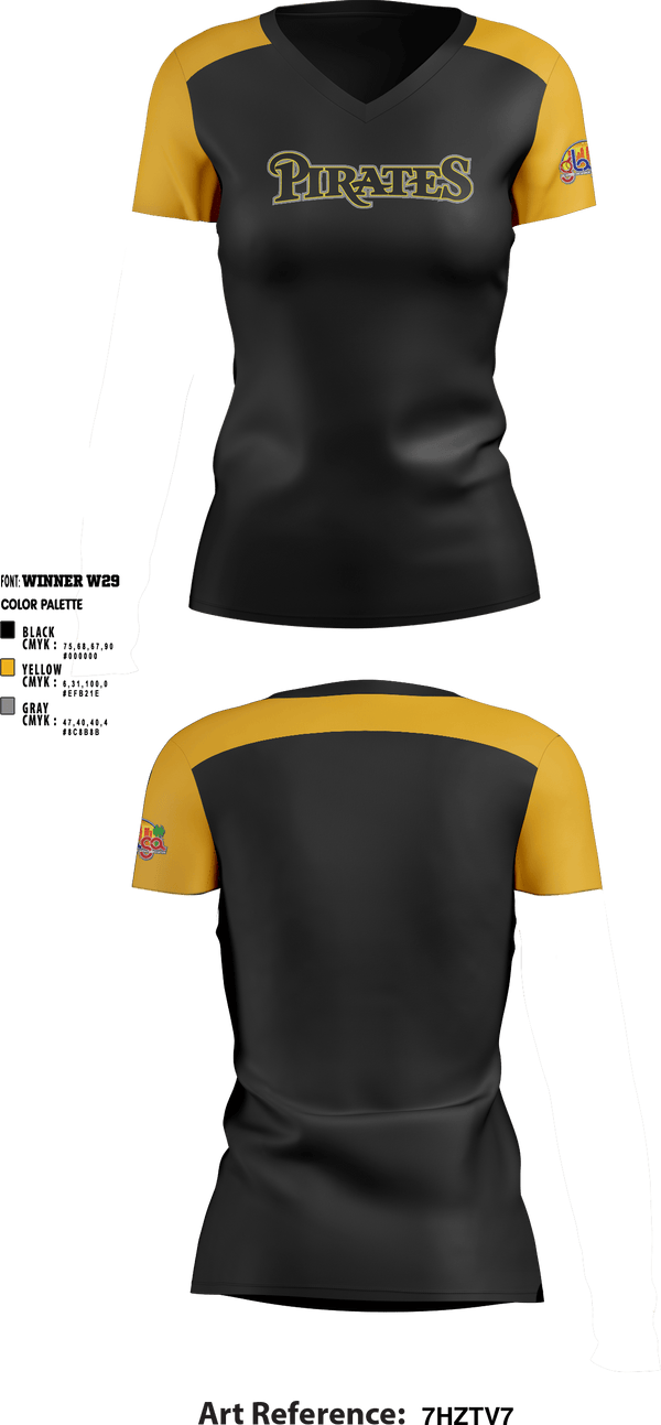 Women's Short Sleeve Vneck Shirt, Los Angeles Pirates, Baseball, Teamtime, Team time, sublimation, custom sports apparel, team uniforms, spirit wear, spiritwear, sports uniforms, custom shirts, team store, custom team store, fundraiser sports, apparel fundraiser