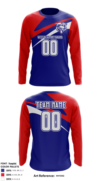 Long Sleeve Performance Shirt, West Beaumont Bruins Intermediate Football League, Football, Teamtime, Team time, sublimation, custom sports apparel, team uniforms, spirit wear, spiritwear, sports uniforms, custom shirts, team store, custom team store, fundraiser sports, apparel fundraiser