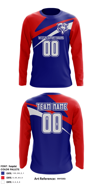 West Beaumont Bruins Intermediate Football League 61782474 Long Sleeve Performance Shirt - 2