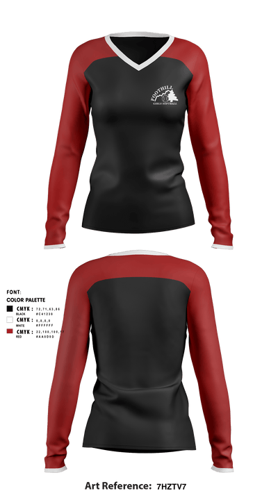 Foothill Girls Softball League 34778306 Women's Long Sleeve V-neck Shirt - 1