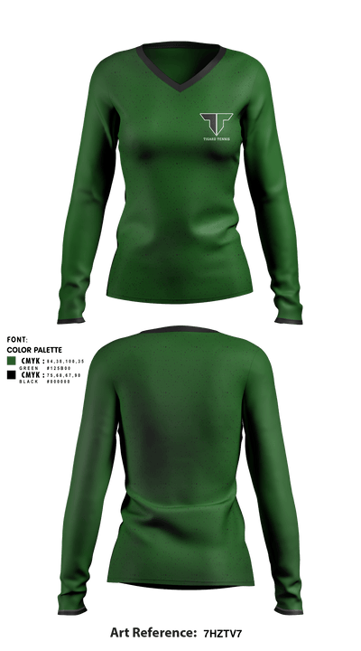 Tigard High School Tennis 55751145 Women's Long Sleeve V-neck Shirt - 1