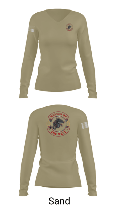 Wolves of the west 83450229 Women's Long Sleeve V-neck Shirt - 42
