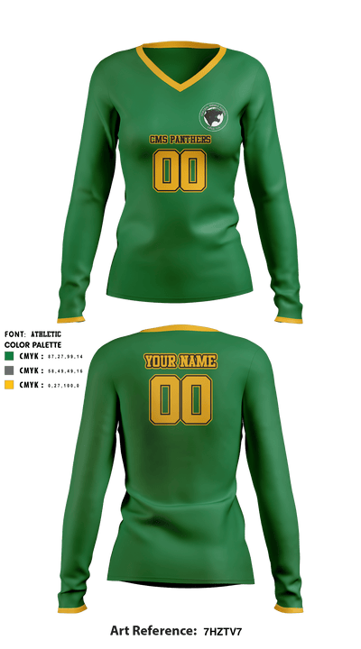CMS Volleyball 44480738 Women's Long Sleeve V-neck Shirt - 2