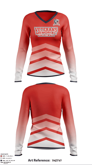 Long Sleeve Performance Shirt, Veterans Memorial high school volleyball, Women's Volleyball, Teamtime, Team time, sublimation, custom sports apparel, team uniforms, spirit wear, spiritwear, sports uniforms, custom shirts, team store, custom team store, fundraiser sports, apparel fundraiser