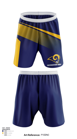 Athletic Shorts With Pockets, Southeastern Rams, Football, Teamtime, Team time, sublimation, custom sports apparel, team uniforms, spirit wear, spiritwear, sports uniforms, custom shirts, team store, custom team store, fundraiser sports, apparel fundraiser