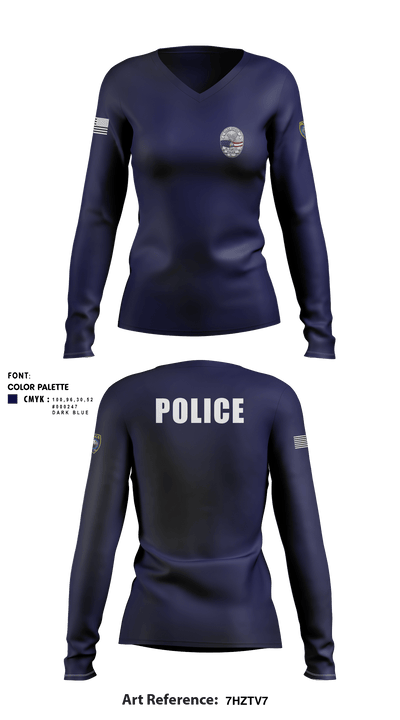 El Portal Police Department 22323429 Women's Long Sleeve V-neck Shirt - 1